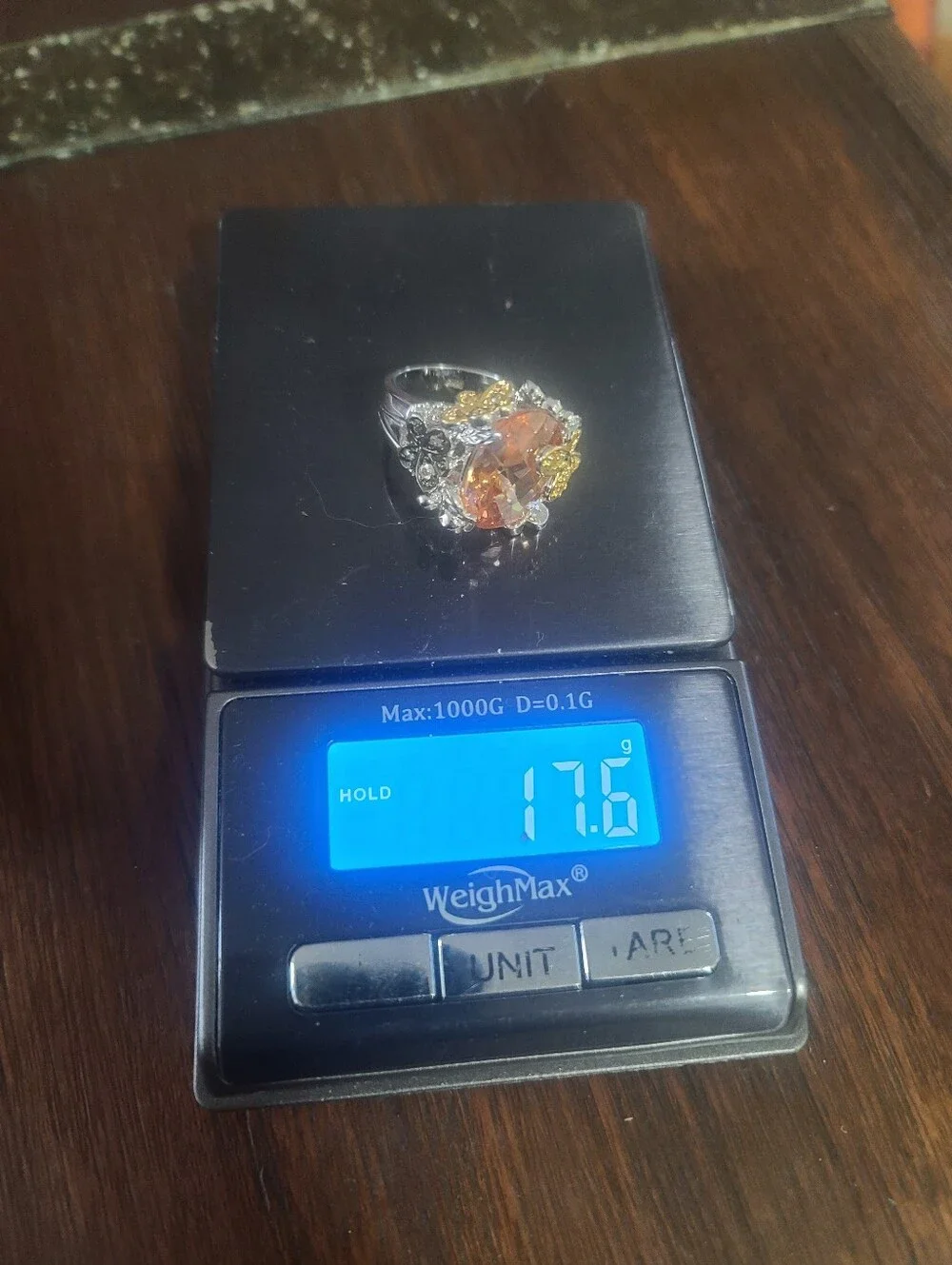 Huge Citrine Set In Chunky 925 Setting Butterfly Cocktail Ring, Size 6 - Picture 9 of 9